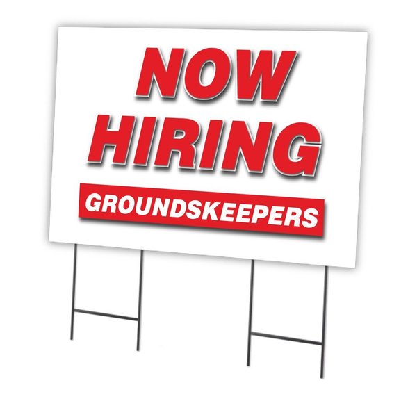 Signmission Now Hiring Groundskeepers Yard Sign & Stake outdoor plastic coroplast window, C-2436 GROUNDSKEEPERS C-2436 GROUNDSKEEPERS